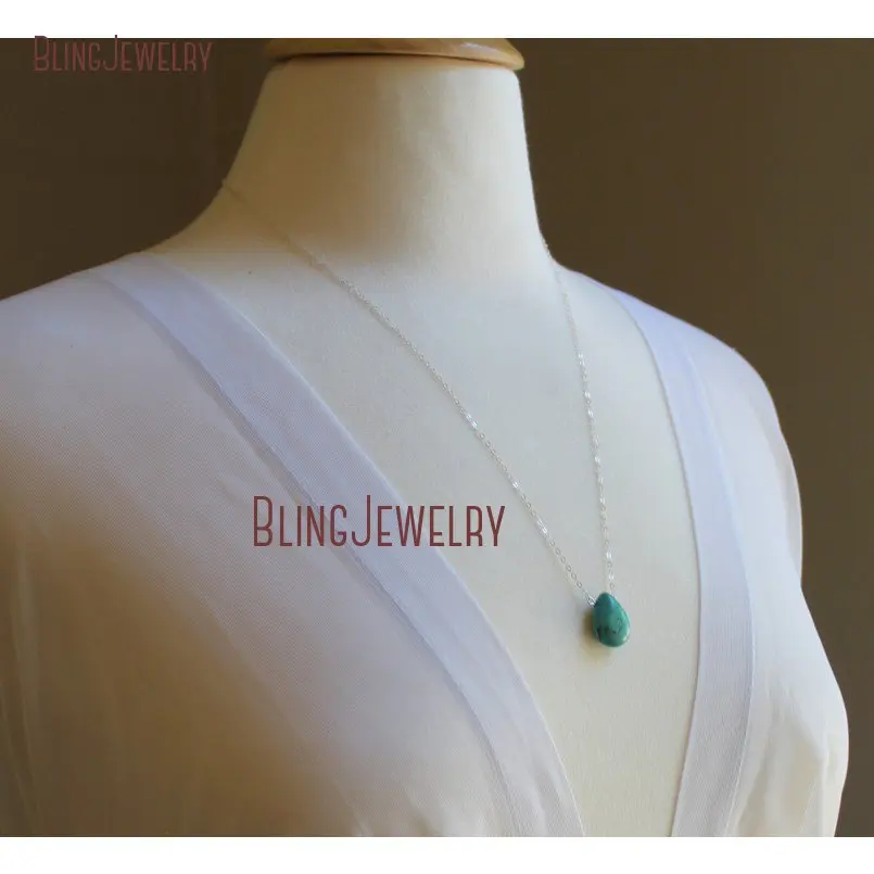 20180424-NM11593-Turquoise Briolette And Silver Necklace Turquoise Teardrop Pendant Necklace Bridesmaids Necklace Turquoise Necklace_1