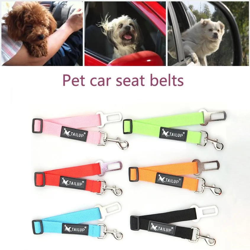 

1Pcs Adjustable Pet Cat Dog Car Safety Belt Collars Pet Restraint Lead Leash Travel Clip Car Safety Harness For Most Vehicle #S