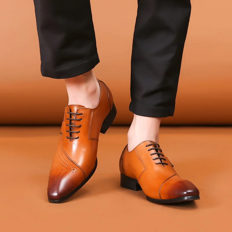 FELIX CHU/итальянская дизайнерская обувь с перфорацией типа «броги»; цвет черный, коричневый; Мужская официальная обувь из натуральной кожи на шнуровке; оксфорды; вечерние туфли для офиса и свадьбы; 188-89