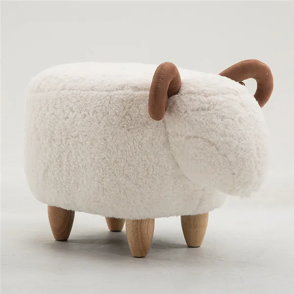 Animal Cushion  Stool  Footstool Pouffe Sheep Design Hand Made Solid Wood 