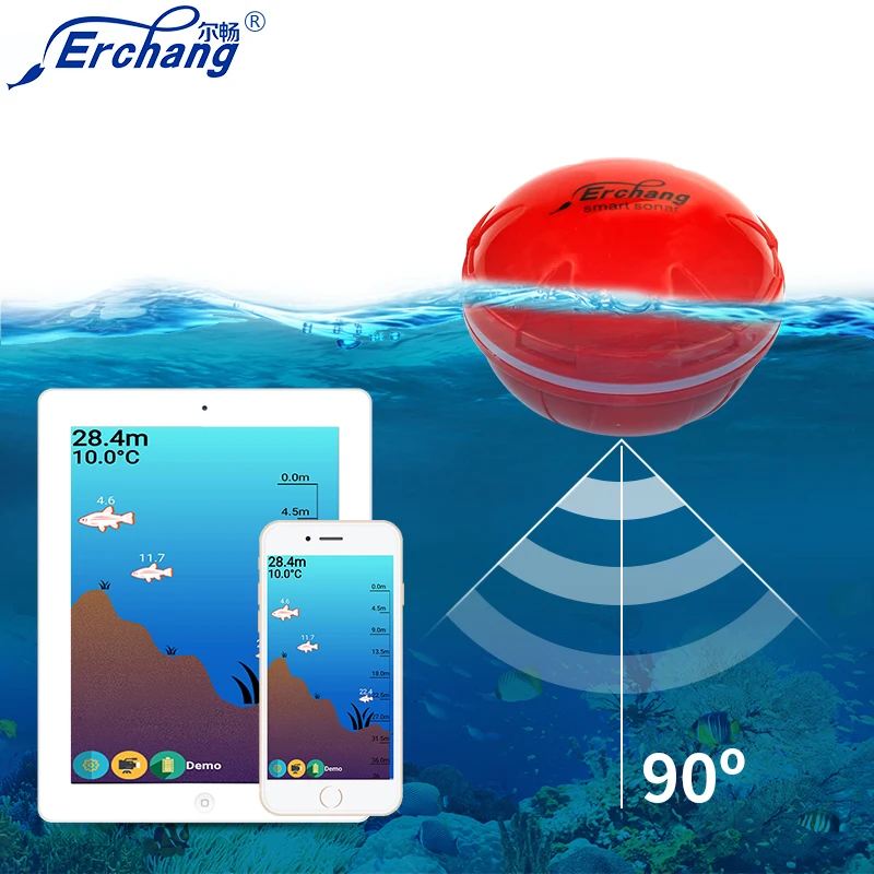 

Erchang Smart Portable Fish Finder with Wireless Sonar Sensor for Lake Sea Fishing Sounder Wireless Fishing UnderwaterTransducer
