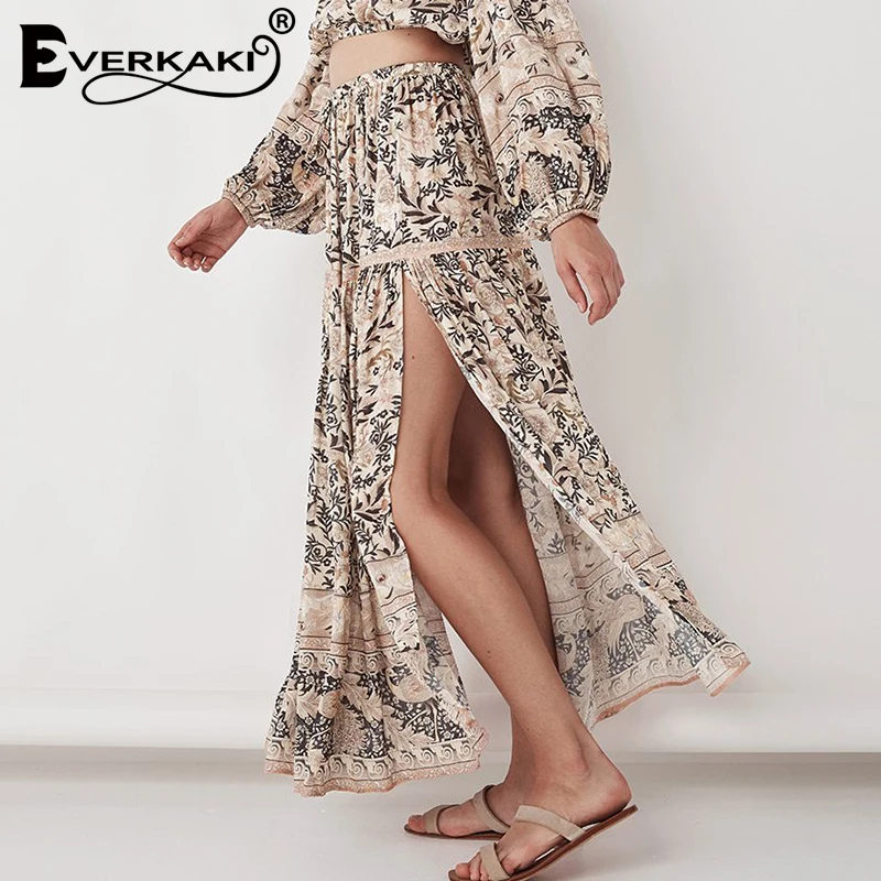 Everkaki Boho Gypsy Nightshade юбка с принтом богемная хлопковая длинная трапециевидная юбка женская винтажная юбка лето осень