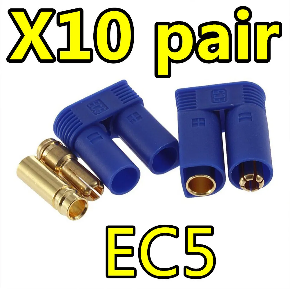 10 Pairs EC5 Device Connector Plug for RC Car Plane Helicopter Multi-Copter 