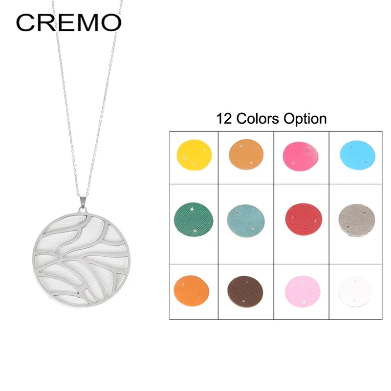 

Cremo Free Match Colorful Reversible Leather Pendant Necklaces & Pendants Round Charm Necklace Interchangeable Leather Necklace