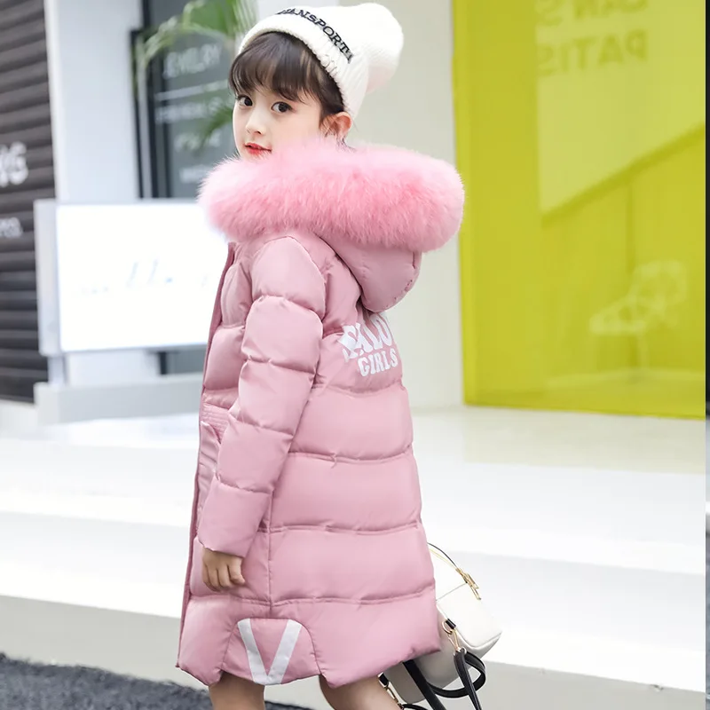

2018 Teenage Children's Down Jacket Long Down Jacket for Kids Winter Down Jacket for Girls Parkas Warm Coat Snowsuits 120-160