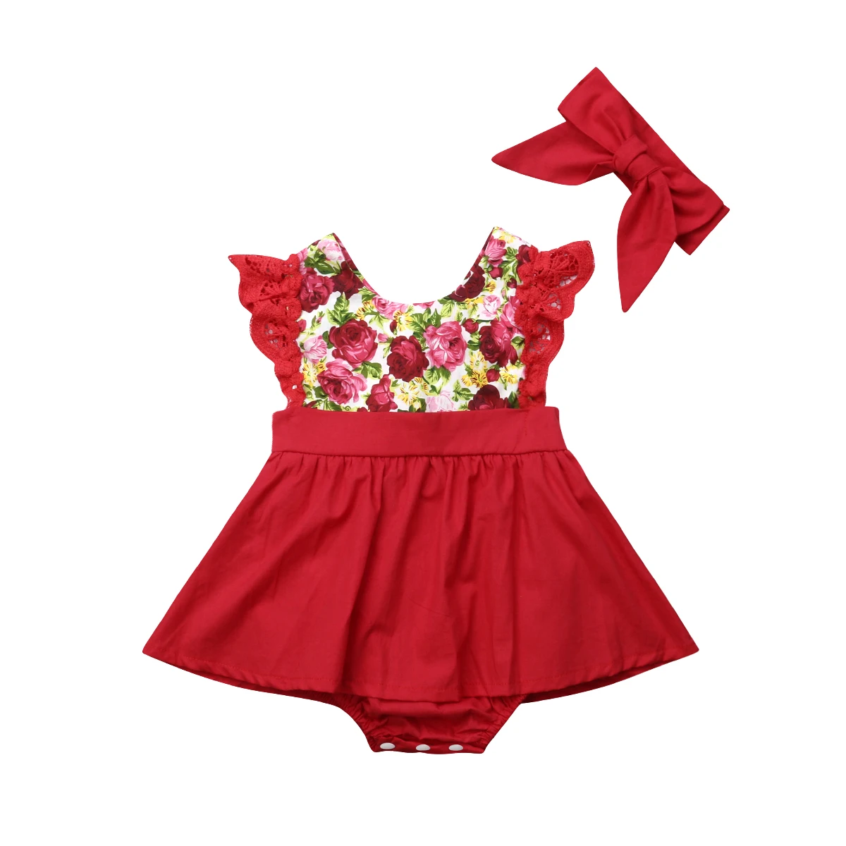 Rand/Детский комбинезон с цветочным принтом для маленьких девочек, платья для вечеринок, пляжный костюм - Цвет: romper size 70