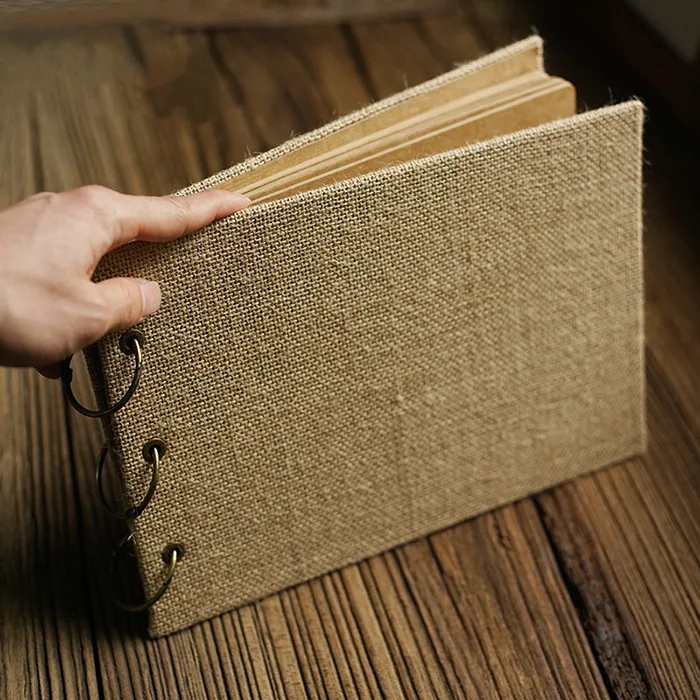 Buy Rectangular Retro Burlap Diy Handmade Scrapbook