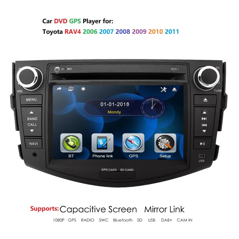  2 Din Car Multimedia Player Car DVD GPS For Toyota RAV4 RAV 4 2006-2012 GPS Radio Navigation Mirror