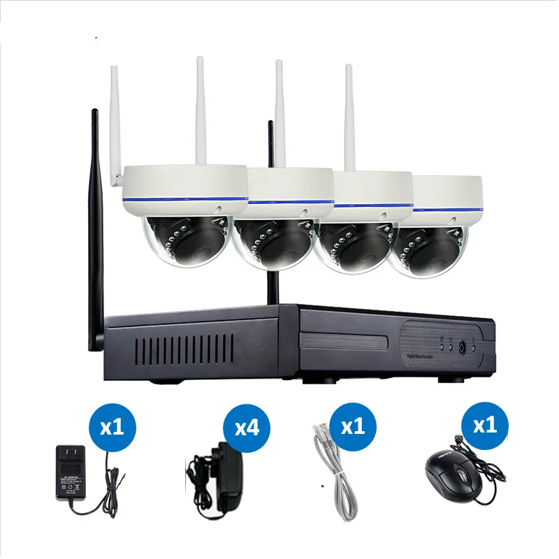 4CH 720 P HD Беспроводной CCTV Системы купол Водонепроницаемый Вандал WI FI NVR IP Камера IR CUT