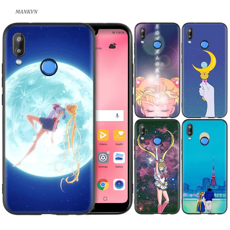 

Silicone Case Cover for Huawei P20 P10 P9 P8 Lite Pro 2017 P Smart+ 2019 Nova 3i 3E Phone Cases Cartoon Sailor Moon