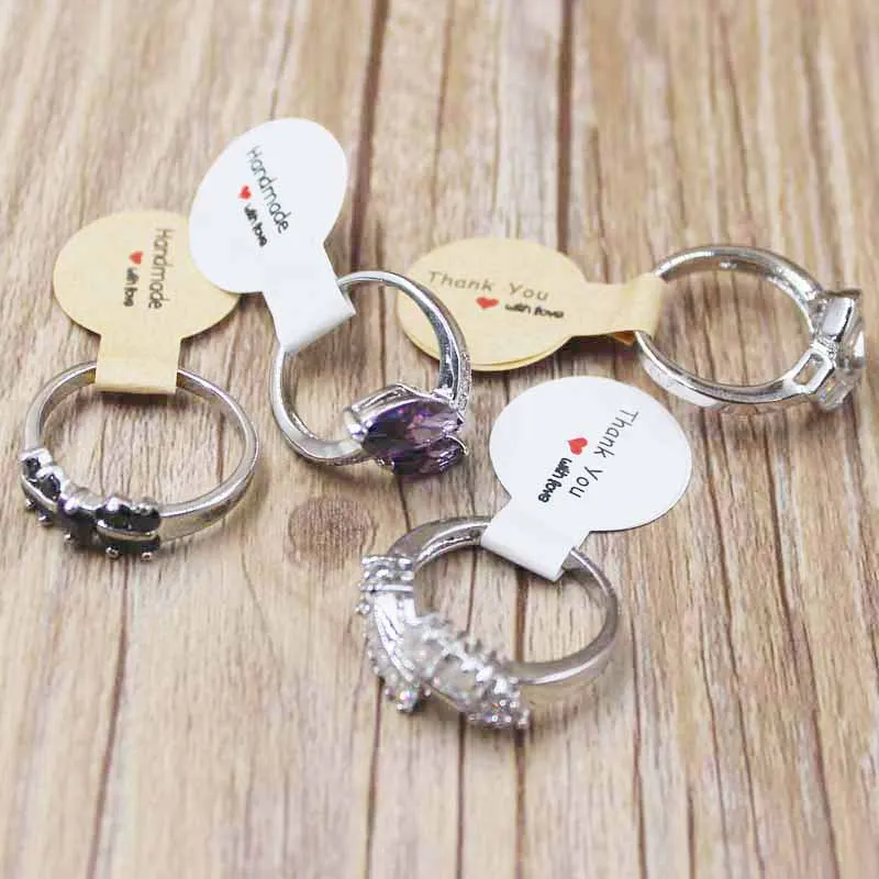 

300PCS various style HANDMADE paper jewelry tag labels DIY Thank You jewelry price labels silver foil sticker labels