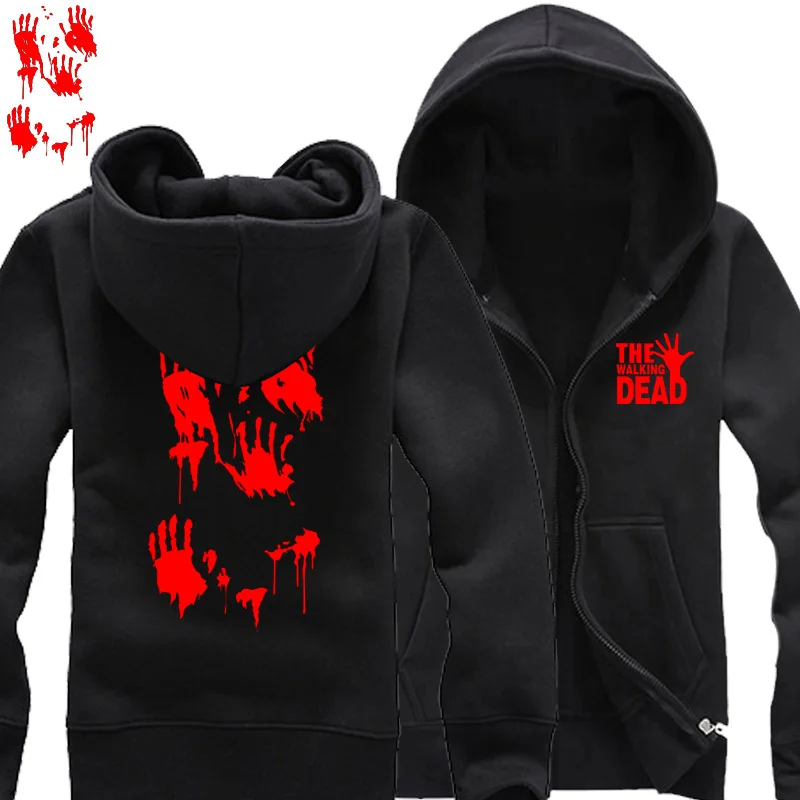 TV Series The Walking Dead Hoodie Crimson Blood Plam Patterns Zip Up