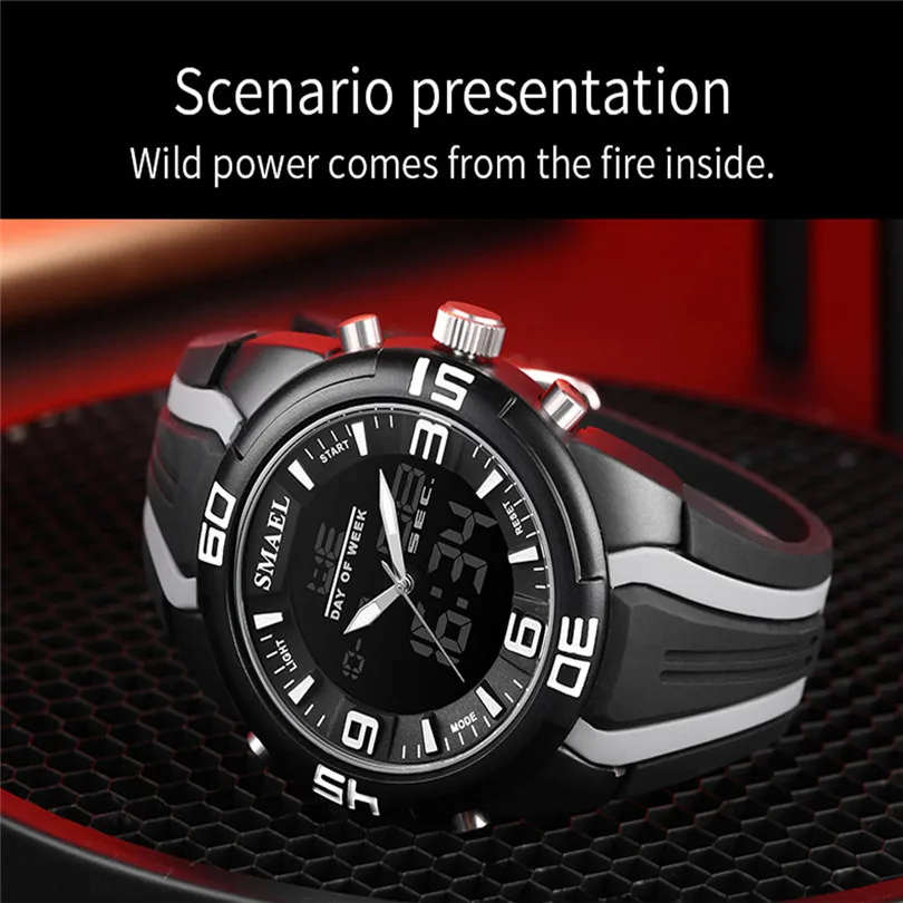 SMAEL Men's Watches Dual Time Camouflage Sport Watch LED Digital Watch New Fashion Digital Quartz For Sport Man #4m19 (11)