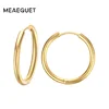 Meaeguet Trendy silver color Rose Gold Black Tone Stainless Steel Hoop Earrings Round Loop Earring For Women 25mm/20mm/11mm 2