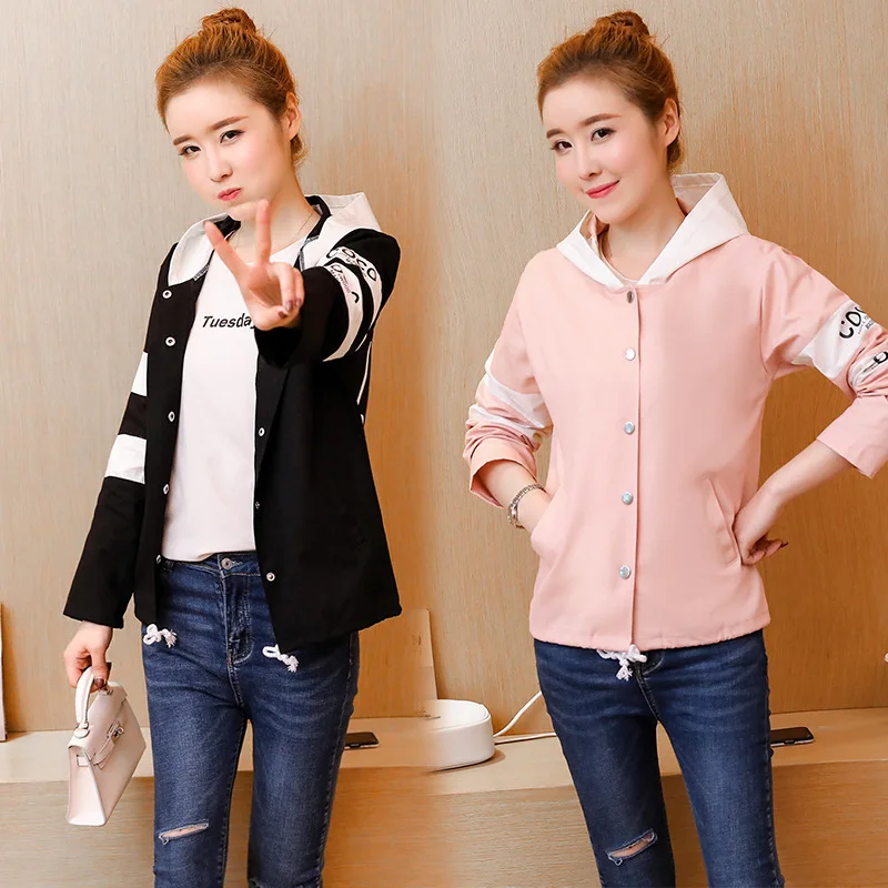 Jacket Women Windbreaker 2018 Spring Women's Jacket Coat Hooded Female Jacket Fashion  Ladies Thin Basic Jackets For Women