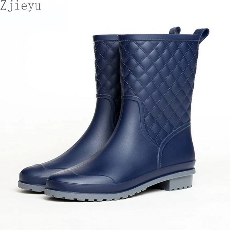 melhor 2018 nova moda xadrez botas de chuva as mulheres de Moda de Nova bot Tornozelo wellies das mulheres Botas De Borracha de Chuva Sapatos botas de chuva À Prova de Água