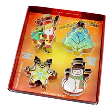 4 шт./компл. Рождество трафареты для нарезки печенья прессформы 3D Нержавеющая сталь бисквитная формочка для печенья торт украшения выпечки Инструменты