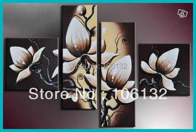 Framed 4 Panel Large Amazing High End Modern Oil Painting On