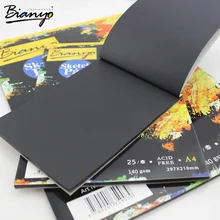 Bianyo 25 hoja A4/A5 papel negro cartón cuaderno, arte marcador para bocetos libro para dibujo pintura diario regalo creativo