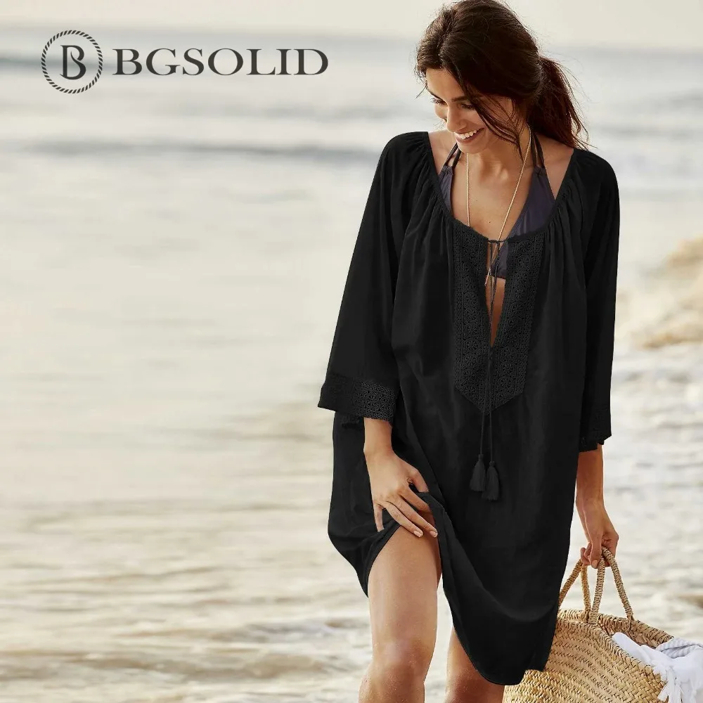 

European and American lace large size loose Bikini Swimsuit beach sunscreen clothes holiday style