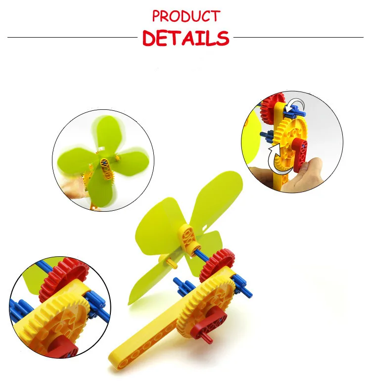 wange 11pcs Big Size Bricks Set Hand Fan Gears Blocks Creative DIY Building Blocks Educational Kids Toys Children Gifts