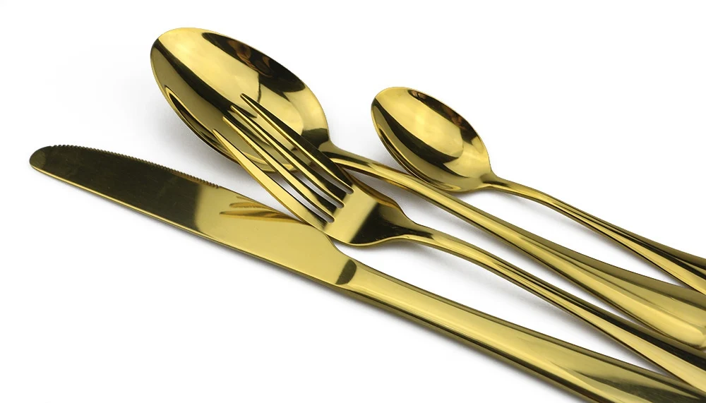 JANKNG 24 шт. набор столовых приборов с синим зеркалом 304 нержавеющая сталь набор посуды Черное золото столовые ножи вилки набор столовых приборов для ресторана