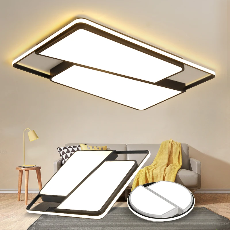 

Black Creative Modern LED Chandelier for Living Room Bedroom Kitchen Restaurant Interior Square Aluminum Ceiling Chandelier