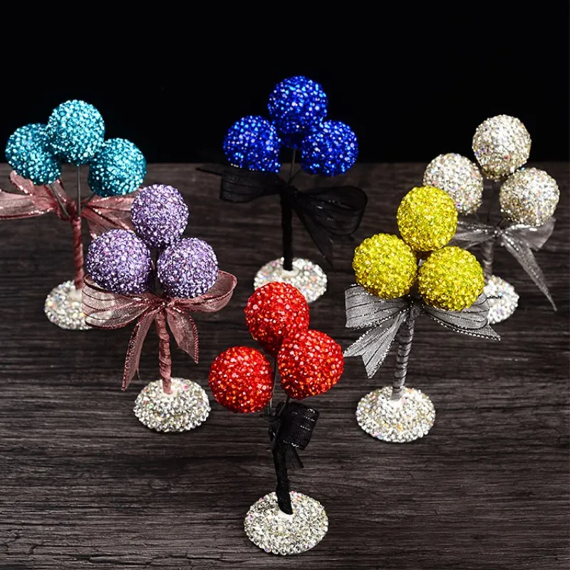 

1pc Luxury Sparkle Custom Bling Rhinestone High Quality Exquisite Creative Auto Putting Little Balloon Tree Decorate Ornament