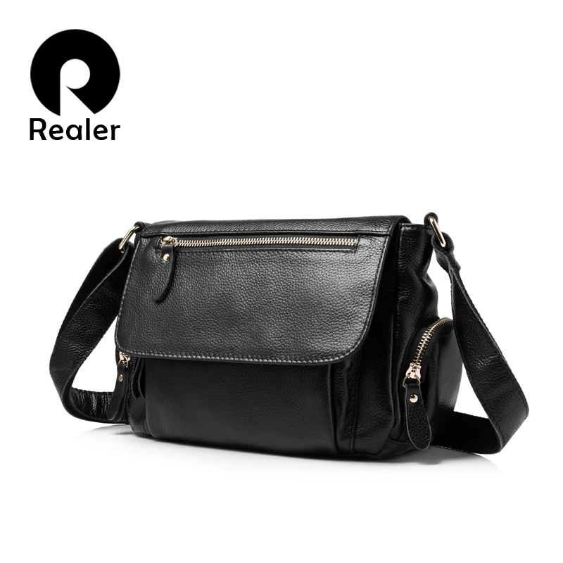 

REALER brand fashion women genuine leather shoulder bag female luxury handbags women high quality messenger bags designer 2017