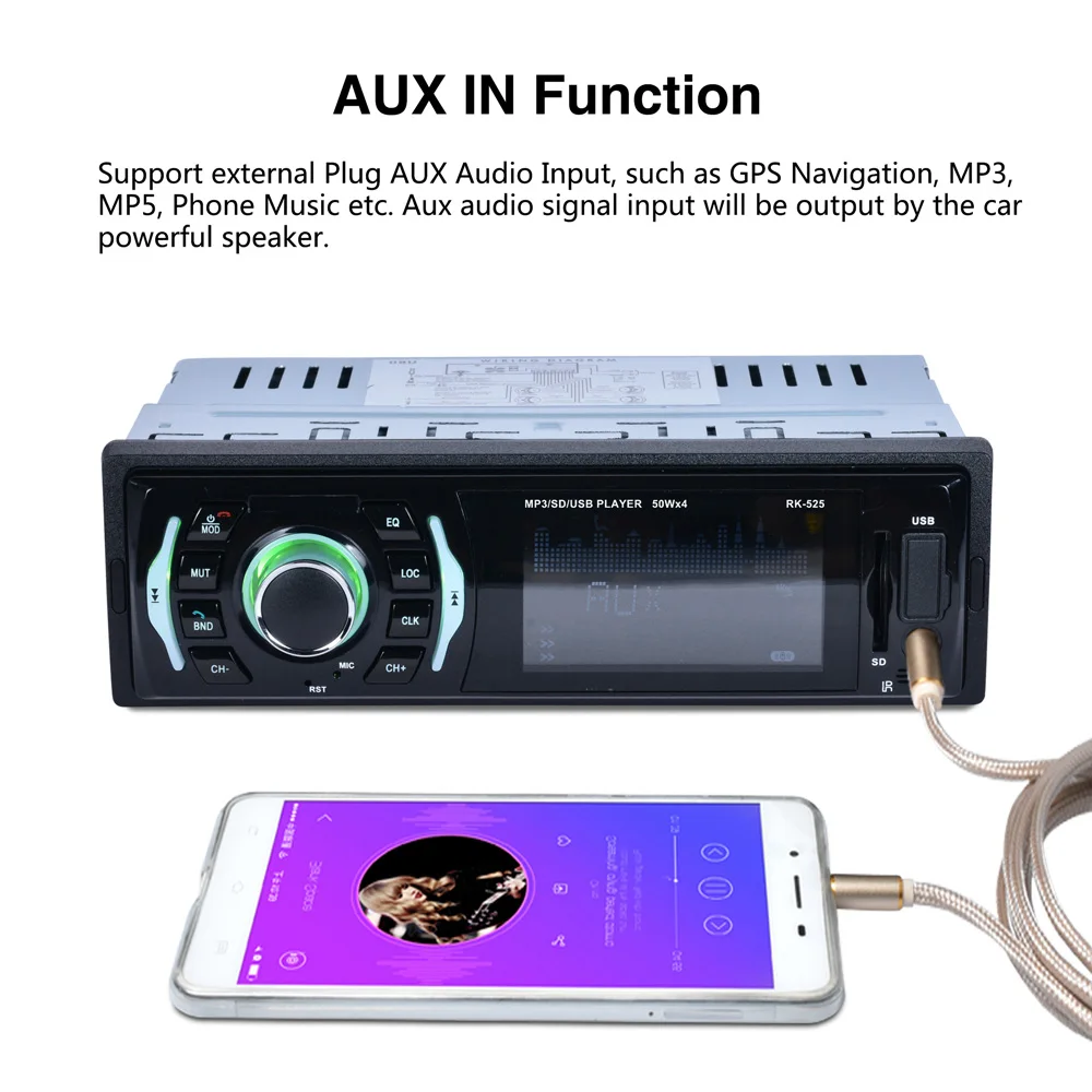 7 цветов Подсветка фиксированной Панель Автомобильный MP3-плеер BT FM радио DC12V USB AUX SD 32 ГБ