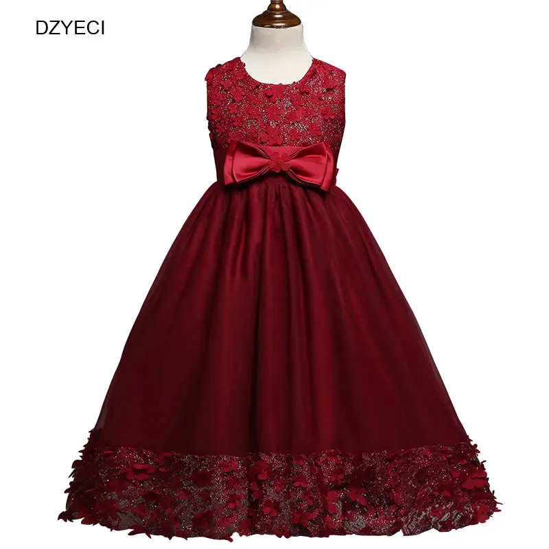 1742 5 De Réductiondzyeci Robe De Cérémonie Pour Ado Fille Fête Mariage Robe De Noël Noël Enfant Enfant Fleur Arc Soirée Reconstitution