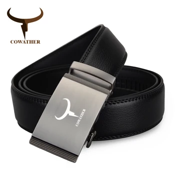 

COWATHER Fashion design cow genuine leather belts for men strap automatic buckle belt waistband ceinture homme free shipping