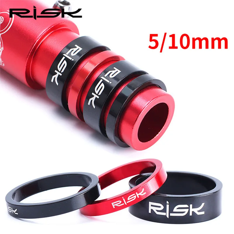 

RISK 4pcs 5/10mm Bike Headset Washer Aluminum Alloy Mountain Bicycle Front Fork Washer MTB Stem Handlebar Spacers Ring Gasket