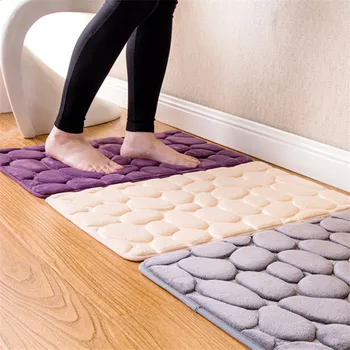 

Fashion 3D Stone Flannel Floor Mats for Living Room Solid Gray Kitchen Mat Absorbent Carpet Non-slip Doormat Brief Carpets&Rugs