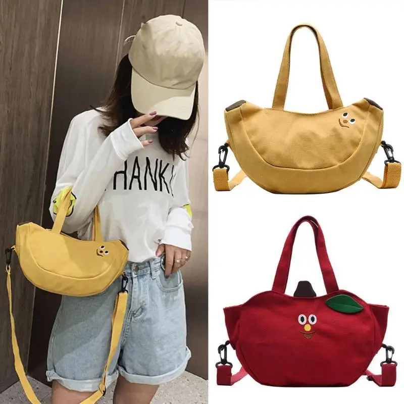 

summer new Cute Fruit Shaped Printing Shoulder Handbags Women Canvas Crossbody Bags