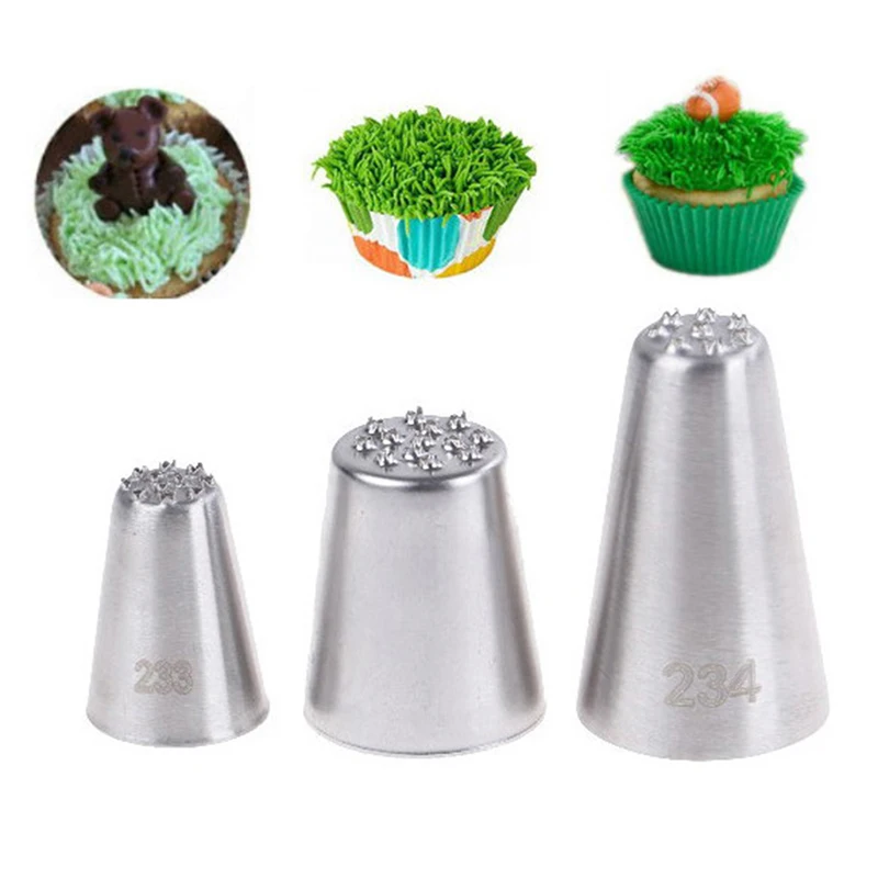

Grass Cream Icing Nozzles Stainless Steel Pastry Decor Cupcake Head Cake Decorating Tip Piping Pastry Cupcake 1Pc or 3pcs/set