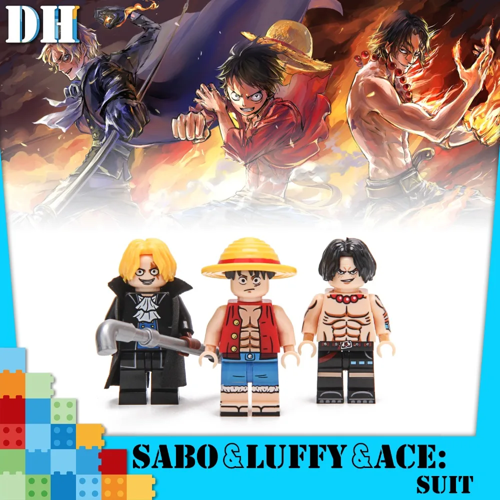 

Legoing One Piece Anime Figures Luffy Robin Roronoa Zoro Franky Trafalgar Law Sabo Nami Brook Building Blocks Gift Toys