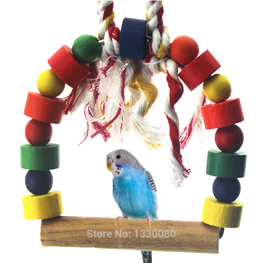 Новое поступление домашних животных Попугайчик попугай птица круглые деревянные лестницы качелей игрушка E5M1