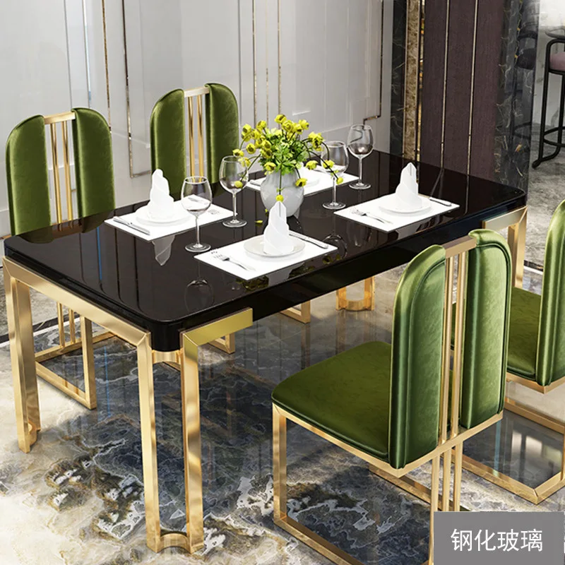 Clearance Light luxury post-modern marble dining table and chair combination simpl gold ination modern simple dining ta 2