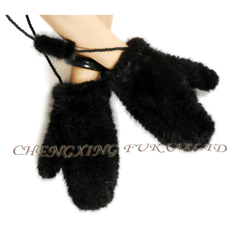 CX-A-35 настоящая норка оптом меховые вязаные женские зимние перчатки