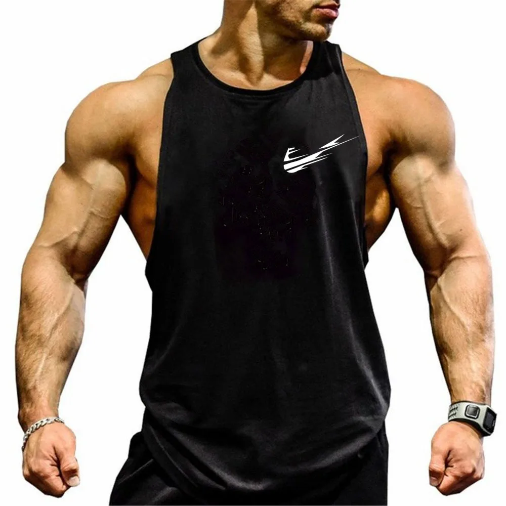

Brand Gym running vest bodybuilding clothing fitness men undershirt solid stringer tank top blank gold men sport Stringers Shirt