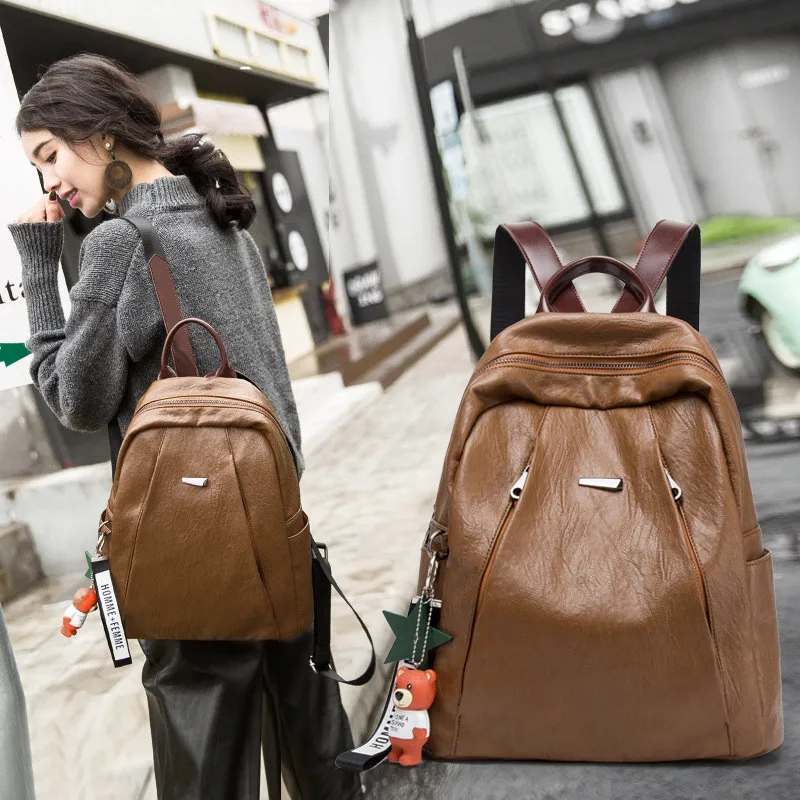 

Women Backpack Female Back Pack College Style Leather Backpack School Backpacks Vintage Student Schoolbag High Capacity
