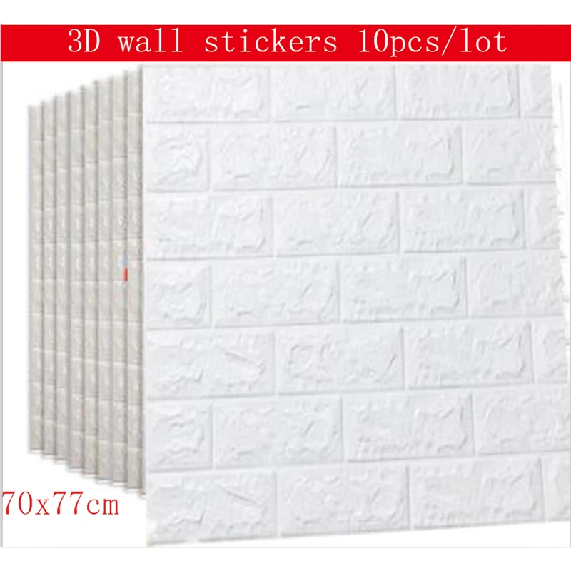 Comprar 10 unids 70X77 cm PE espuma 3D pegatinas de pared decoración del hogar papel pintado DIY pared decoración ladrillo sala de estar niños dormitorio cocina pared pegatinas