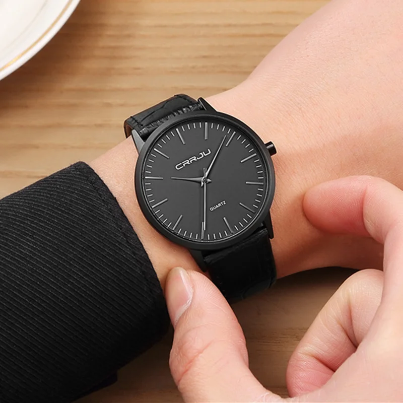 

Men Watches Luxury Brand CRRJU Minimalist Ultrathin Wrist Watch Men Watch Waterproof Men's Watch Quartz Clock Relogio Masculino