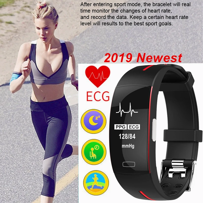 

2019 ECG PPG Finess Smart Bracelet Heart Rate Blood Pressure Smart Band IP67 waterproof Activity Sleep Tracker Sport Bracelet