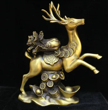 

Details about Chinese Bronze Brass Yuan bao Money Fu Chinese cabbage longevity Deer Statue