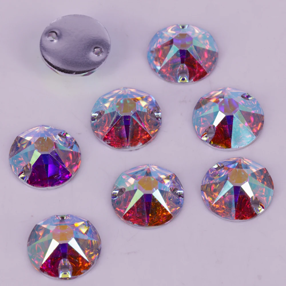 

Free Shipping, 100pcs/Lot, 8mm 10mm 12mm Crystal AB / Clear AB Flat Back #3288 XIRIUS Round Resin Sew On Stones
