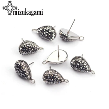 

6pcs/lot Jewelry Stainless Steel Water Drop Crystal Earrings Connector Charms Finding Earring Making Craft Supplies Accessories