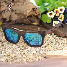 BOBO BIRD деревянные солнцезащитные очки для женщин и мужчин Поляризованные линзы природа черные очки в деревянной оправе Подарочная коробка lunette de soleil femme BG006d