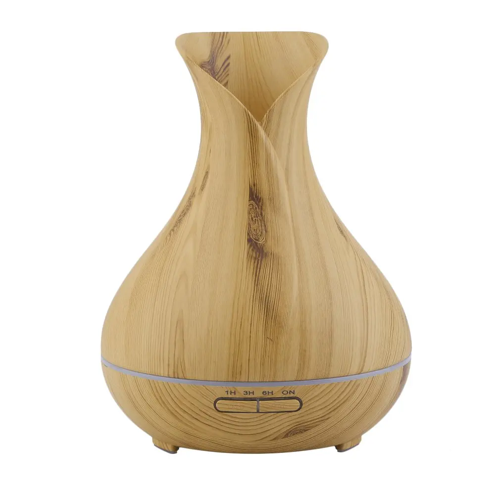 

400ML LED Air Humidifier Portable Ultrasonic Air Purifier Wood Grain Aromatherapy Diffuser Essential Oil Purifier EU Plug